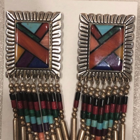 Carolyn Pollack Jewelry - VintageCarolyn Pollack QT inlay dangle earrings
